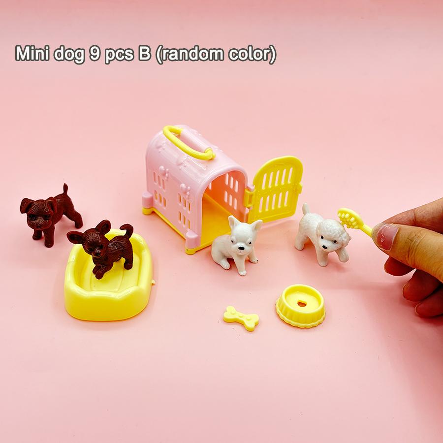 Dollhouse Item Kawaii Mini Dog Doll Accessories Puppy Cat Set Plastic Mini Items Toys for Children 3+ Funny Educational Toy