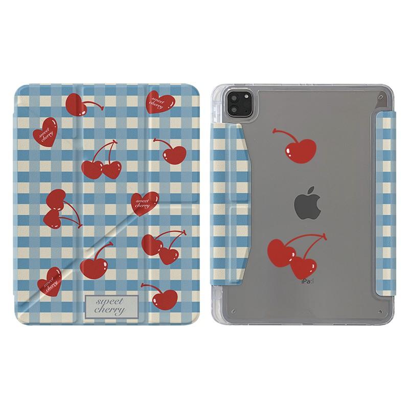 Kawaii Bear Polka Dot Y-Fold Tri-Folio Case IPad 11 Air 7 6 10 With Pencil Slot Cartoon Style