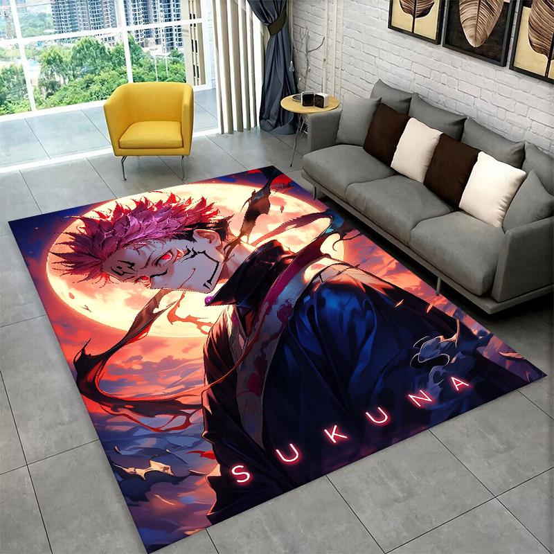 Tappeto Anime Jujutsu Kaisen Cartone Animato Itadori Yuj per Stanza dei Giochi Camera da Letto Soggiorno Divano Arredamento Casa, Tappetino Antiscivolo per Bambini