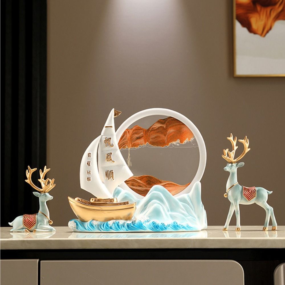 2pcs Resin Deer Ornaments Minimalist Animal Sculpture Desktop Ornament Elk Statue  Car