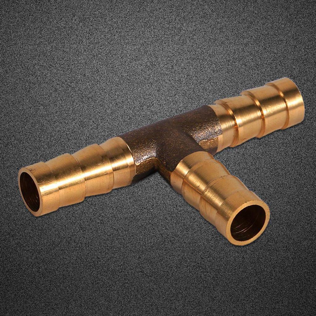 Brass T Piece 3 Way Fuel Hose Joiner Connector 6mm For Compressed   Oil Gas Pipe