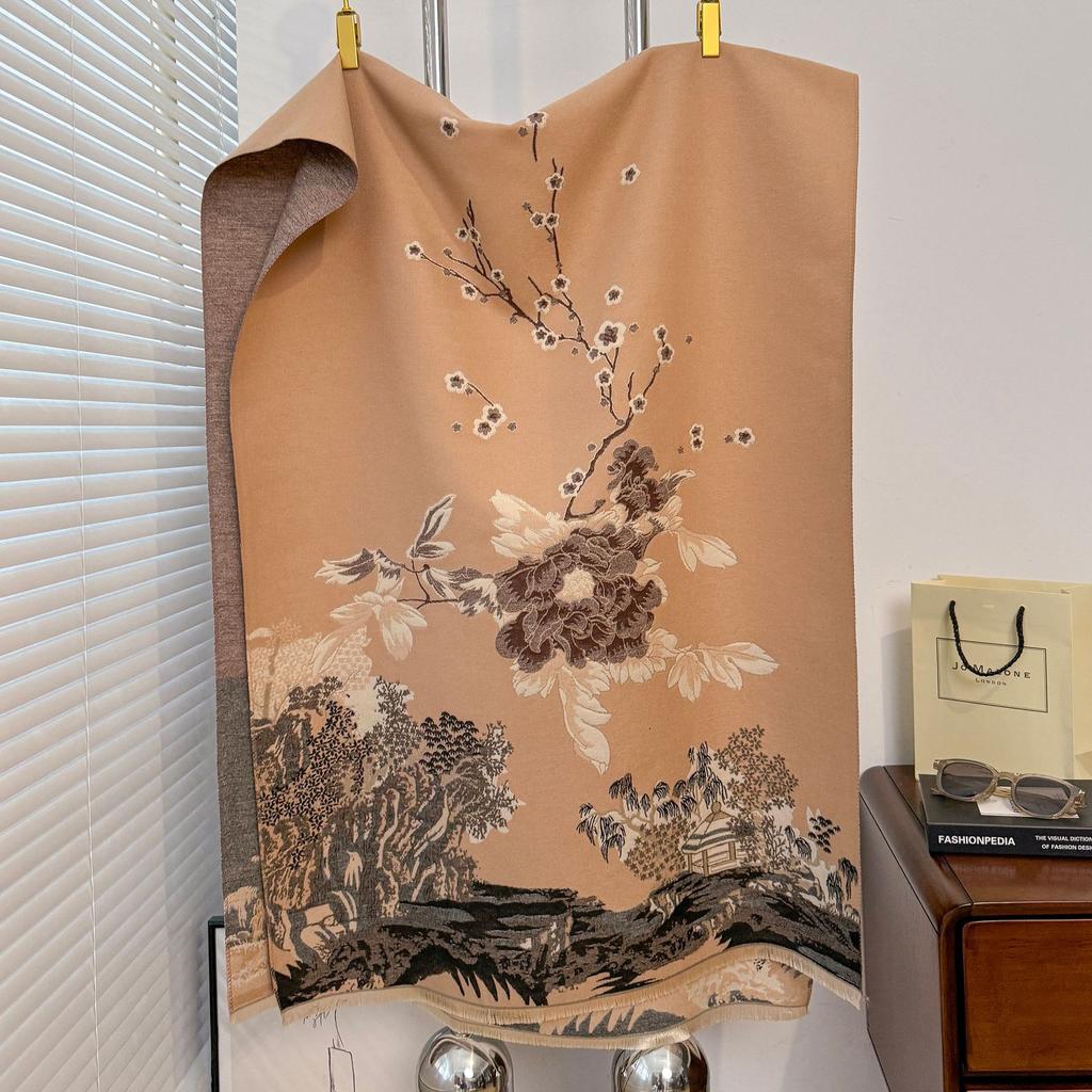 Shawl With National Style High-End Scarf Dual-Purpose Winter Office Blanket Blanket To Keep Warm And High-End