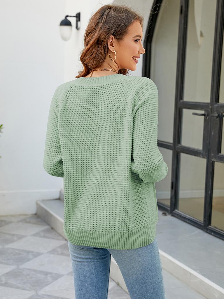 ZIMOXUAN Lässiger Rundhalspullover mit Reißverschluss – trendige Strickjacke für Damen