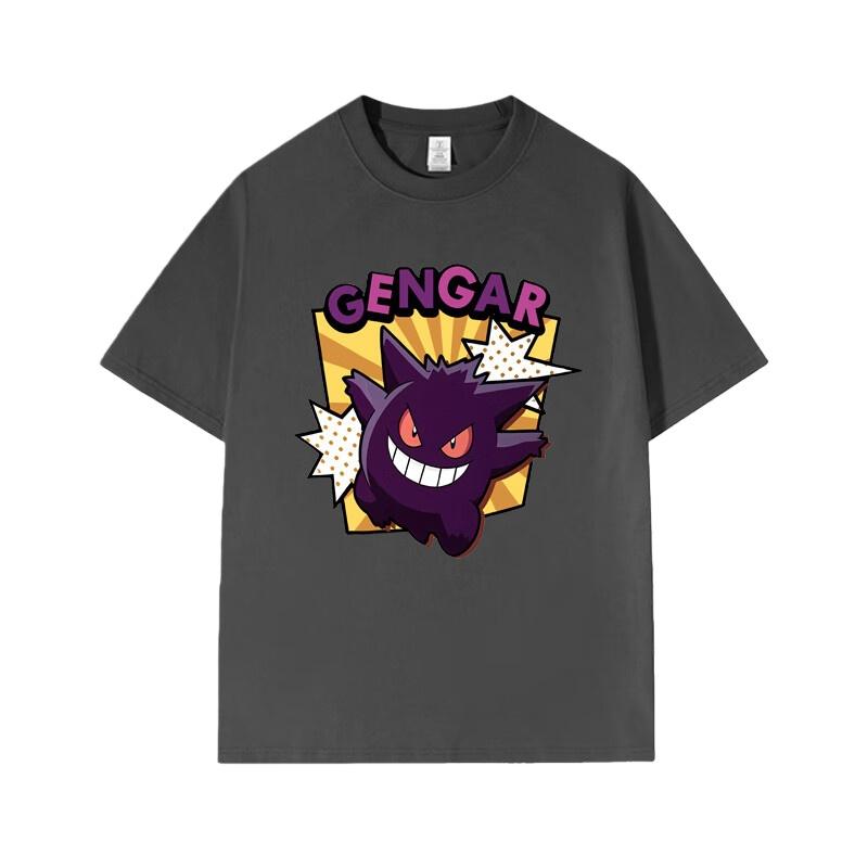 Pokémon Anime Gengar Printing Oversized Cotton Tshirt Men and Women Comfortable Fashion Y2K Childrens Clothing Summer Tshirt
