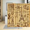 Retro Paris Tower Flower Oil Painting Shower Curtain Elegant Fabric Waterproof Bathroom Decor Screens Bath Curtains With 12 Hook