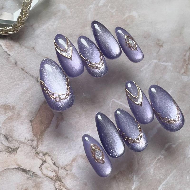 High-End Cat Eye Wearable Nail Stickers & Removable Fake Nail Patches - Ins Style