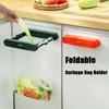 Foldable Garbage Bag Holder Kitchen Cabinet Door Hanging Trash Can Waste Bin Bathroom Basin Towel Storage Rack Kitchen Organizer