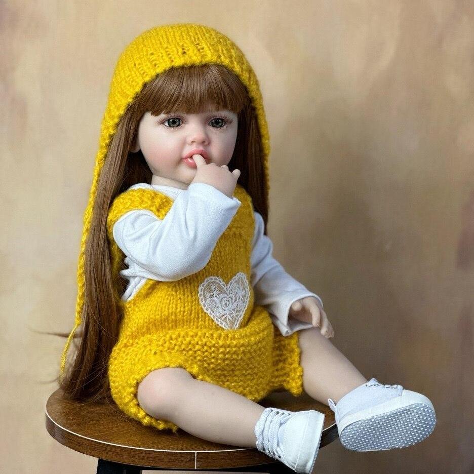 BZDOLL 55 CM celosilikonové tělo znovuzrozené miminko krásná holčička panenka realistická princezna batole Bebe
