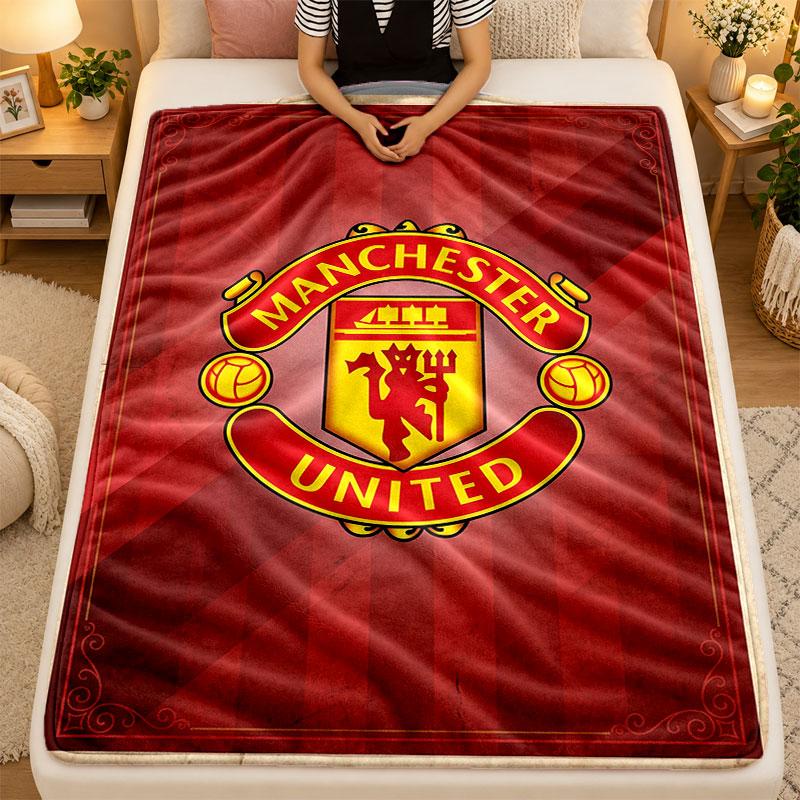 Flanel Battaniye Manchester United Sıcak Yumuşak Atkı Battaniye İç Mekan Kanepe Yatak Oturma Odası Kullanımı İçin