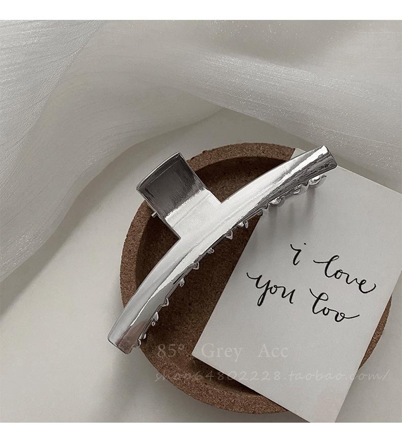 

Серебряная блестящая металлическая шпилька для волос для женщин - универсальная заколка-акула для укладки волос на затылке серебряный