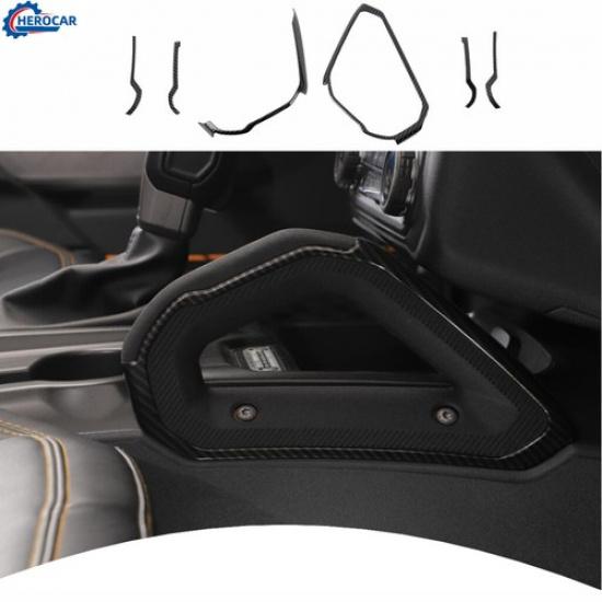 Center Console Handle Grab Decor Cover Trim For Bronco +Black Carbon Fiber