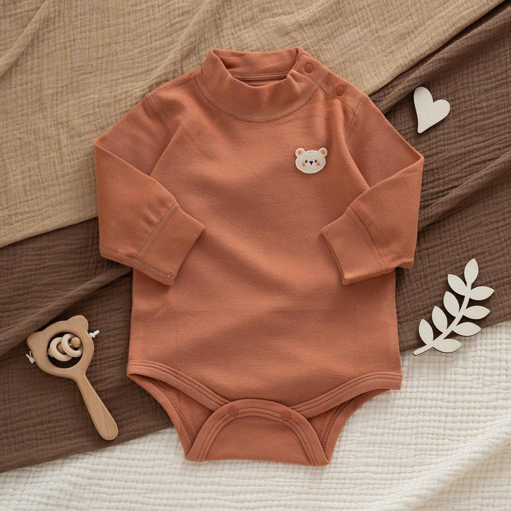 Warm Baby Bodysuit - Autumn/Winter Long Sleeve Velvet Romper with High Neck for Boys & Girls
