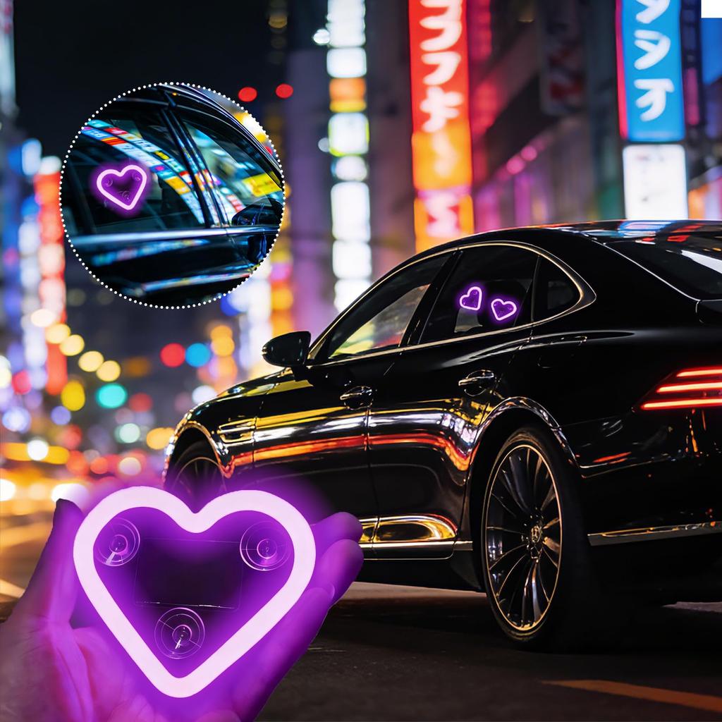 RACEAST Heart-shaped LED Car Mood Light, Solar Energy Automatic Charging,