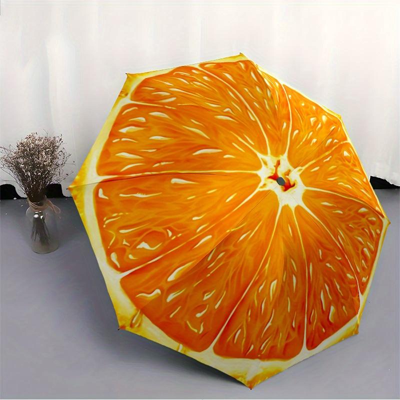 1pc Orange Slice Auto Open/Close Umbrella with One Touch Button,, Windproof Design   Lightweight Portable Umbrella for Women & Men6139