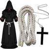 Mittelalterliche Mönchshaube Umhang Zauberer Priester Kostüme Halloween Robe Zauberer Ritter Umhang Erwachsener Teenager Outfit Party Requisiten Set