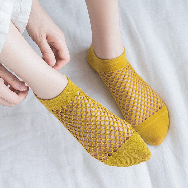 Nové prodyšné dámské letní síťované kotníkové ponožky - směs polyesteru a bavlny absorbující pot, japonský styl