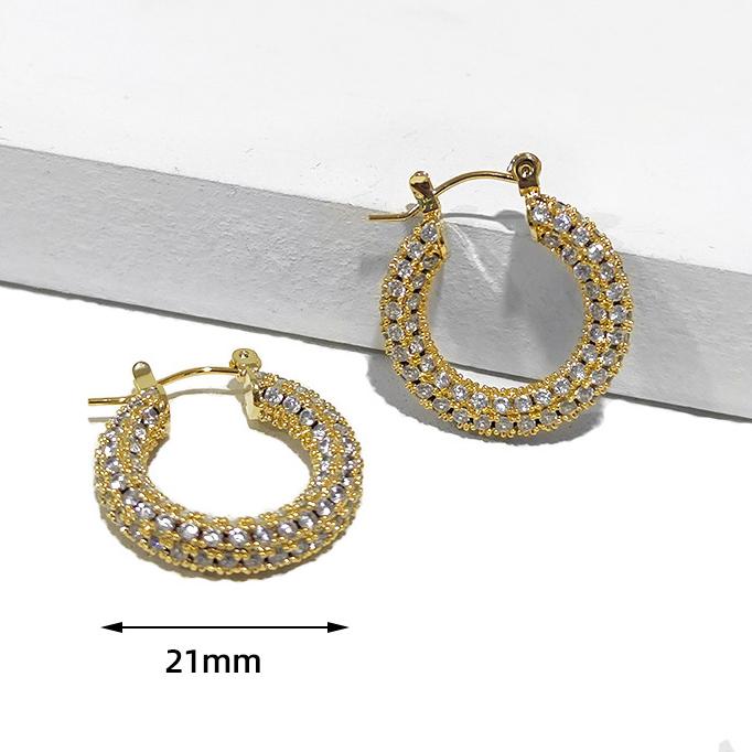 Classic Round Circle Stainless Steel Crystal Zircon Hoop Earrings for Women Luxury CZ Geometric Hoops Fashion Wedding Zircon