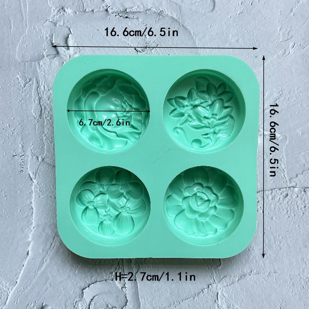 4-камерная 3D ручная силиконовая форма для мыла с узором волнистой ряби, форма для изготовления мыла в форме цветка, DIY, квадратное, круглое мыло