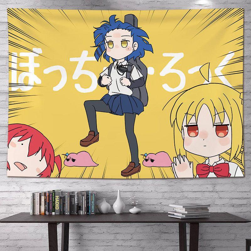 Anime Girls Band Tapestry Wall Hanging Guitar Drums Stage Live Music Aesthetic Wall Art Dorm Room Decor