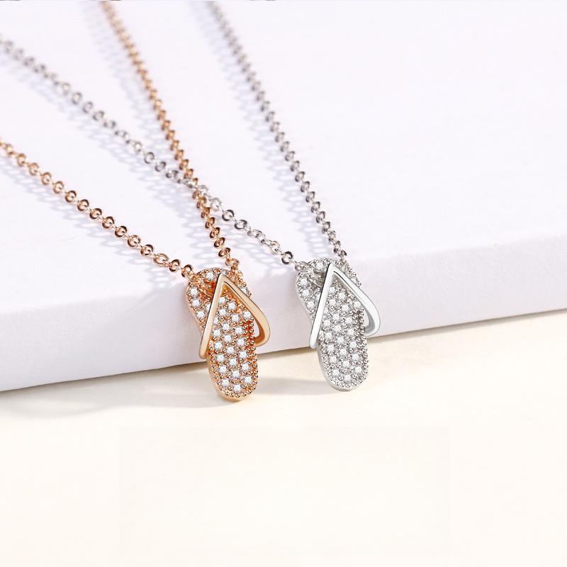 Flip-flop necklace female Korean version niche design full of drill collarbone chain