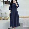 ZANZEA Women Casual Square Collar Summer 3/4 Sleeve Dress