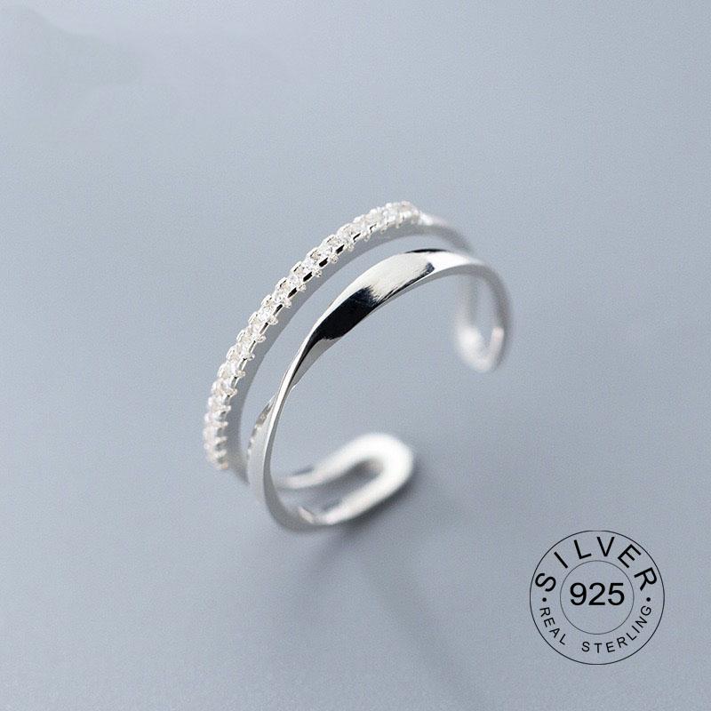Xiaomi 925 Sterling Silver Zircon Rings For Women Geometric Fine Jewelry Finger Adjustable Geometric CZ  Ring For Party Birthday Gift
