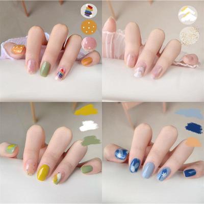 2pcs Semi Cured Gel Nails Art Stickers Fashion Solid Color Manicure Decal UV LED Lamp Gel Nail Decals Nail Sticker Decoration