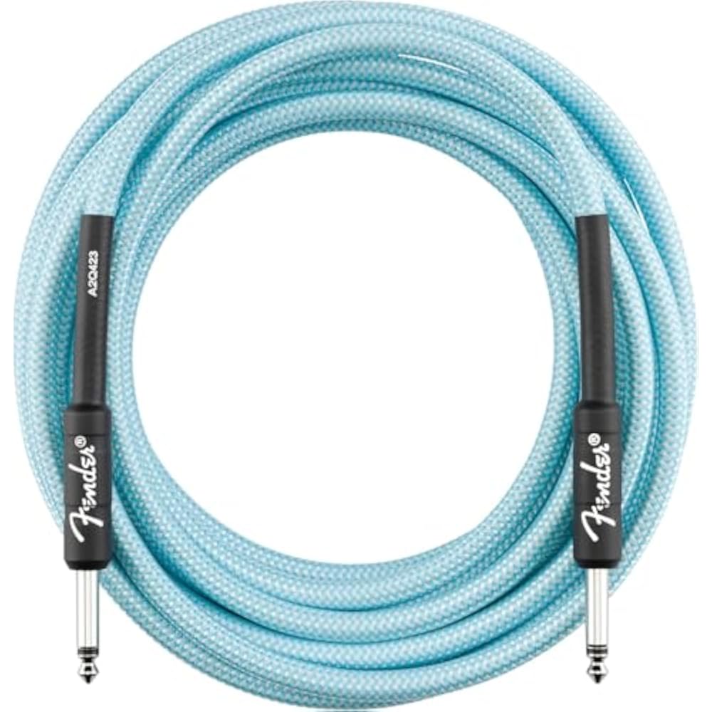 Fender Professional Series Tweed Instrument Cable, Straight/Straight, Daphne Blue, 15 Ft, 0990818204