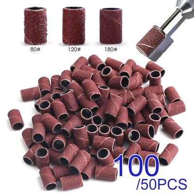 100/50 Stück Bänder Polieren Fräsmaschine Zubehör Nail Art Schleifwerkzeug 80''/120''/180" UV Gel Acryl Nagellackentferner Bits Datei