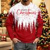 Men's Knit Long Sleeve Neck Casual Top with Christmas Print for Winter
