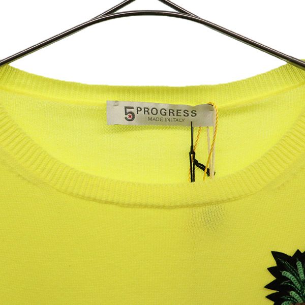 5PROGRESS made in Italy Wappen Long sleeve sweater L yellow knit Women Used