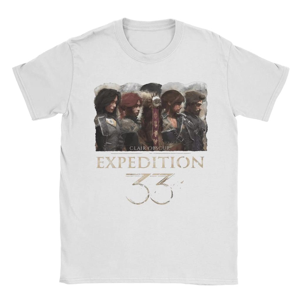 Clair Obscur Expedition 33 Koszulka z Postaciami z Gry Letnie Koszulki Rekreacyjne Męskie Bawełniane z Okrągłym Dekoltem Odzież Plus Size Krótkie Rękawy Topy