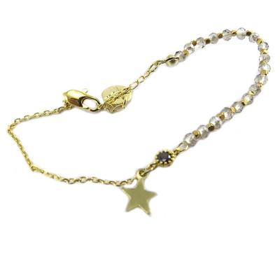 [P8289] - Handcrafted Bracelet 'A Star Is Born' Golden Gray - 6x6 Mm