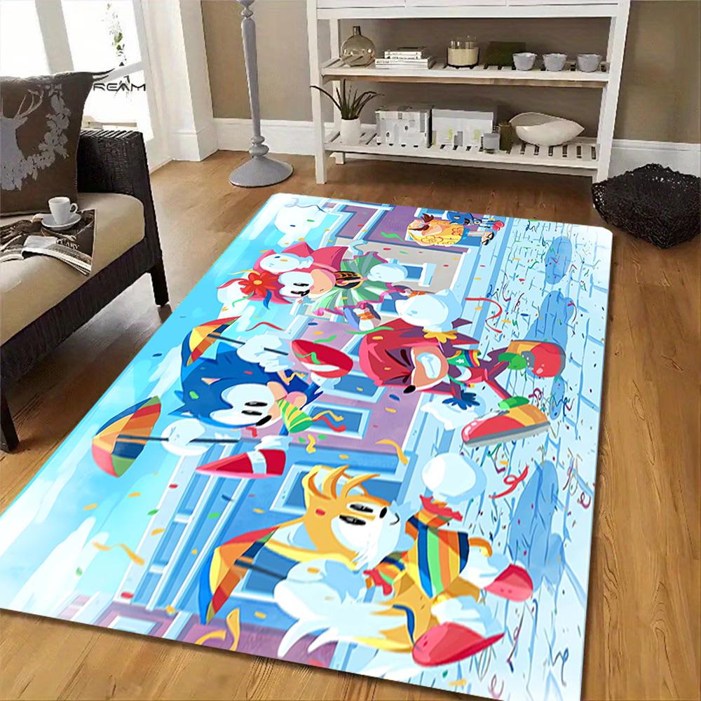 Sonic The Hedgehog Figures Set Decoration,Carpet,Living Room,Bedroom, Non-slip,Square rug