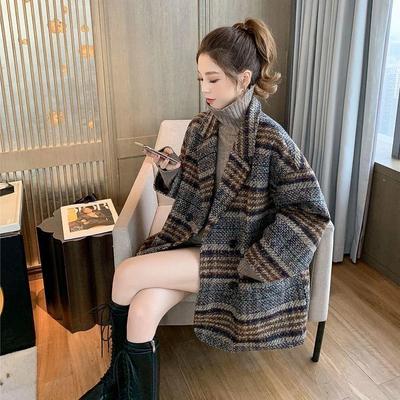 Women's Plaid Loose Woolen Coat - Spring 2025 Collection
