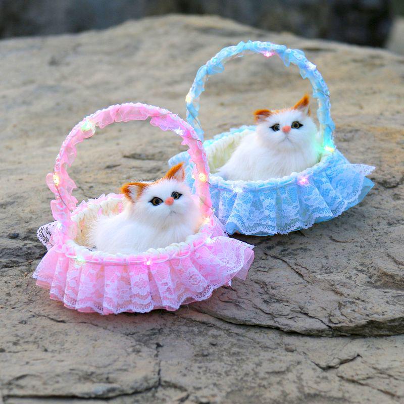 Children's Luminous Kitten Plush Doll Flower Basket - Perfect for Girl's Birthday or Christmas Gift