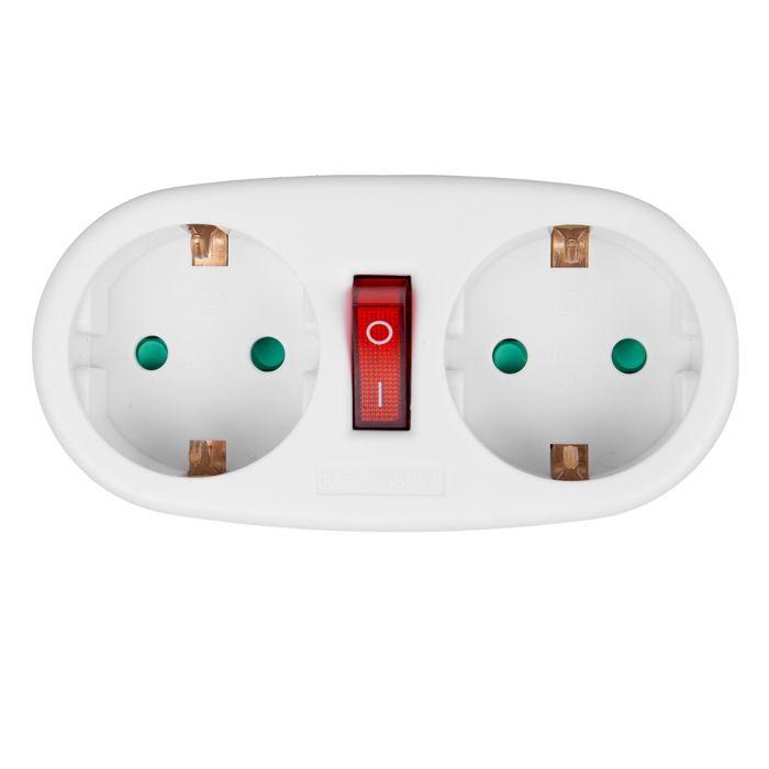 Multiprise - maclean - mce338 f - 2 prises - disjoncteur - type f (schuko)