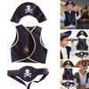 Pirate Hat Pirate Eye Patches Skull Pattern Pirate Tops Halloween Pirate Cosplay Accessories Pirate Costume Set