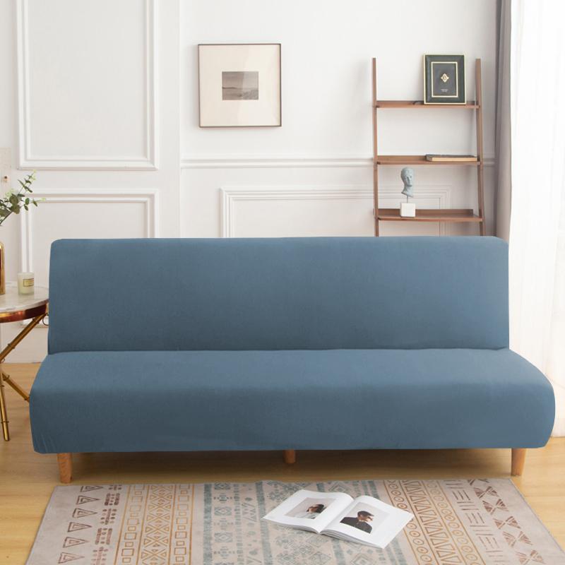 LANMOLIFE Armless Futon Sofa Bed Cover Solid Color Stretchable Folding Sofa Bed Covers Removable Cleaning Home Decor Living Room