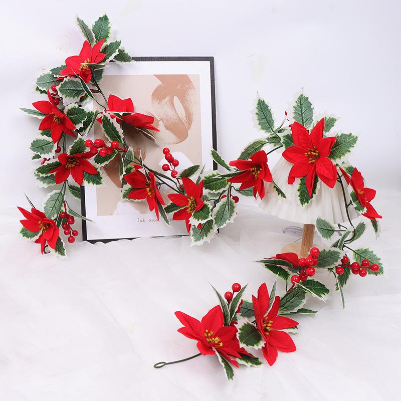 Christmas Rattan European And American Home Decoration Arrangement Artificial Fake Leaves Simulation Christmas Decoration Rattan