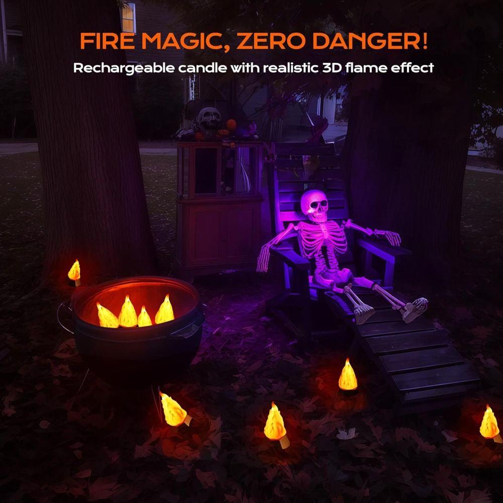 USB Oppladbar 3D Falsk Ild Nattlys 3 Moduser IP44 Vanntett Lys Innendørs Dekor
