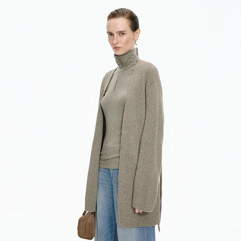 JNBY Women's V-Neck Wool Blend Long Sleeve Sweater