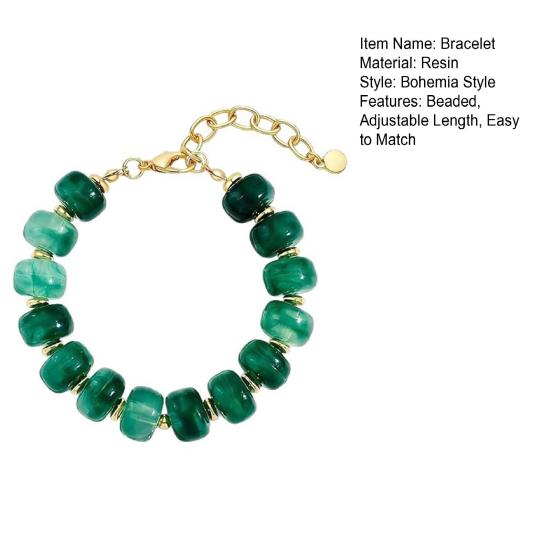 Women Bracelet Bohemian Style Multi-Layered Resin Beaded Bracelet Adjustable Length Versatile Bracelet Wrist Accessory