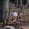 Outdoor 2 Layer Storage Portable Foldable multi-layer Shelf Camping Picnic Folding Table Hiking Picnic Bamboo Tool Rack