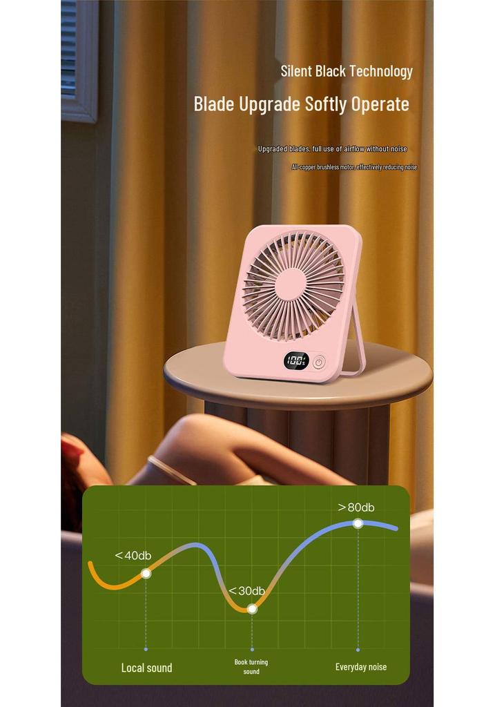 Ultra-thin Silent Rechargeable Desktop Fan with Long Battery Life
