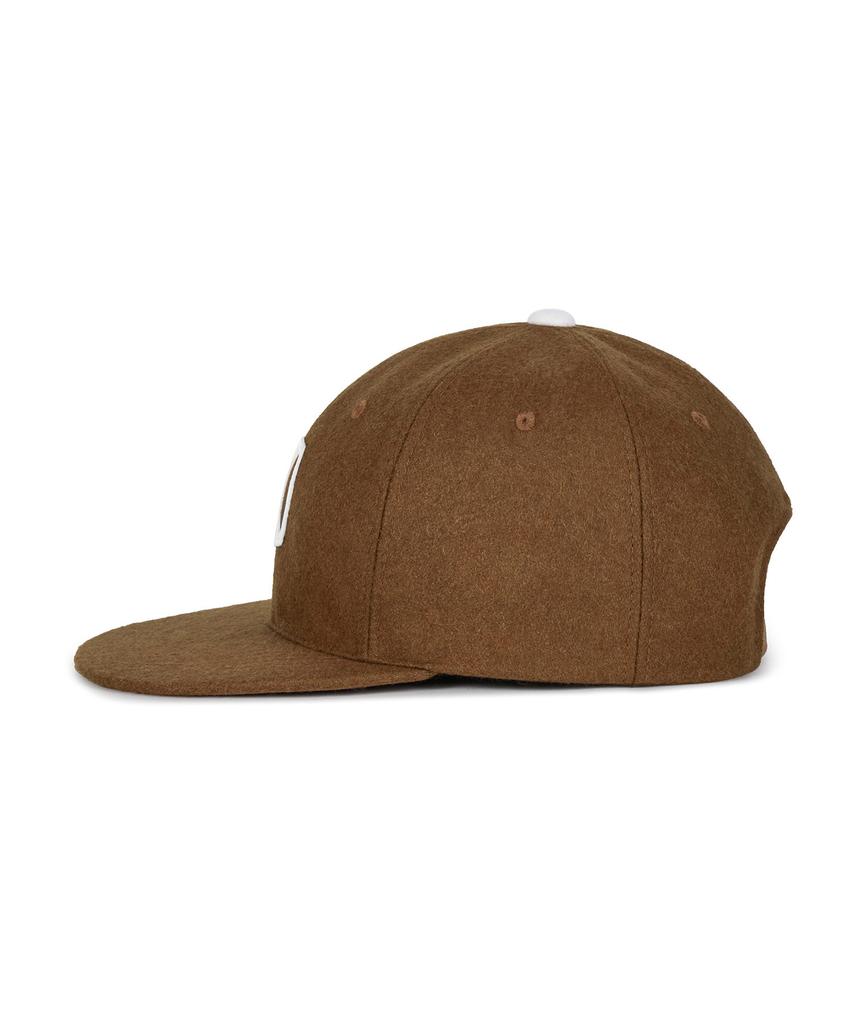 Bajal Va Square Applique Wool Baseball Cap Brown