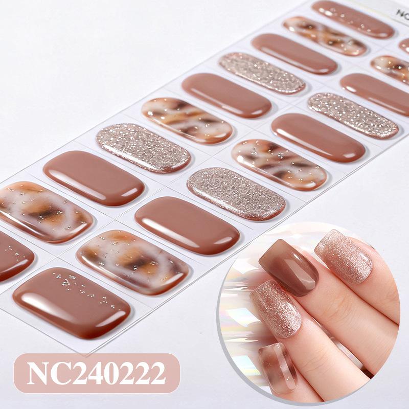Best Seller New Leopard Print Semi-Cured Gel Nail Stickers French-style Gel UV Nail Stickers