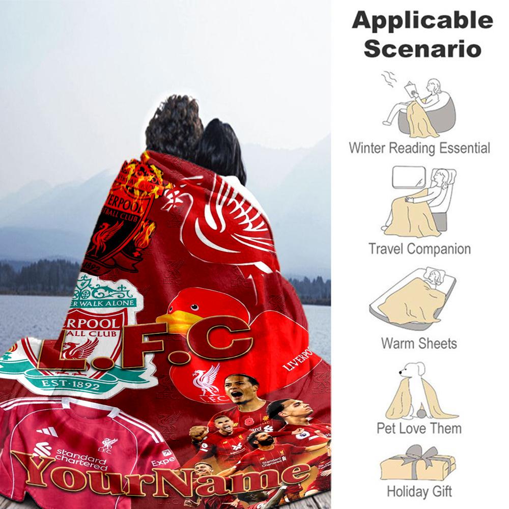 Liverpool Customize Text Blanket Throw Personalized Blanket Durable Comfort Versatile for Bedding Picnics Livingroom Office Chair