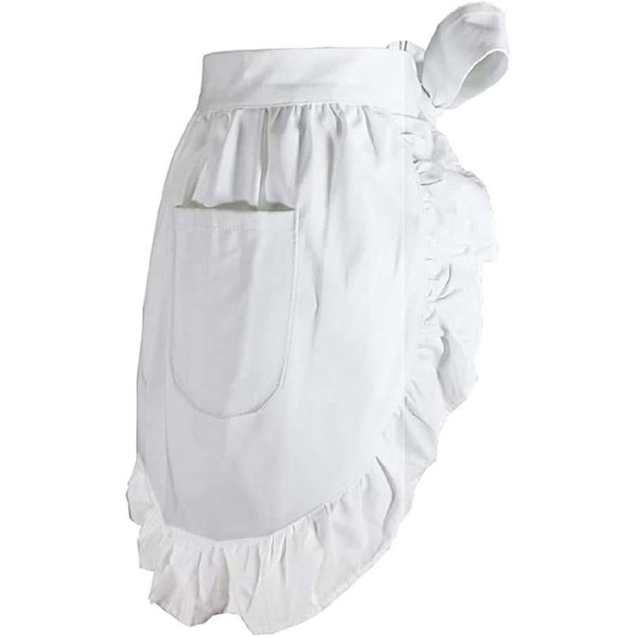 Damen Halbschürze mit zwei Taschen Weiße Haube Pilgerhut Kolonialhut Handmaid's Tale Kostüm Koloniales Kleid