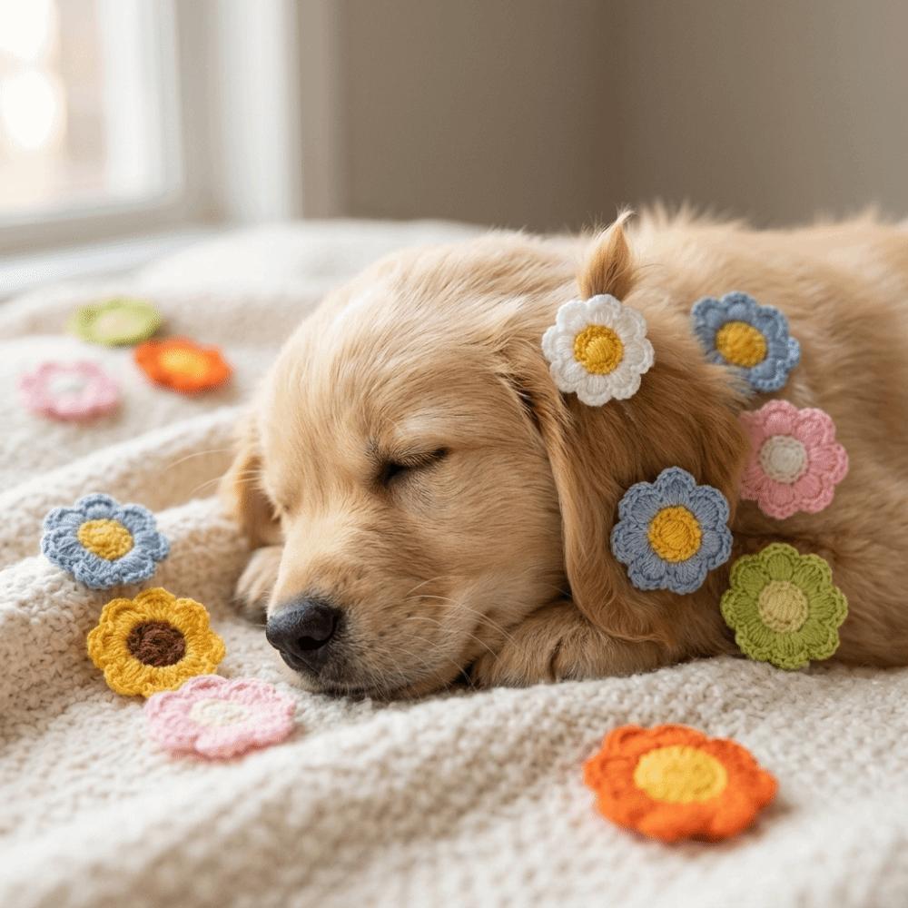 24pcs Decorative Pet Hair Tie Vivid Flower Hair Tie Lovely Dog Grooming Decor Party Decoration